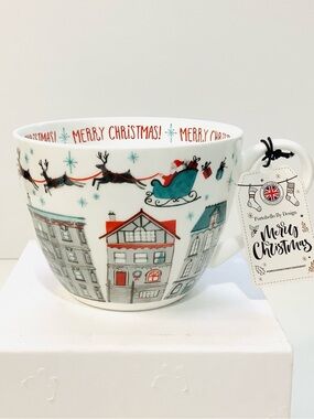 NEW Portobello By Design Merry Christmas Village Santa in Sleigh Coffee Tea Mug